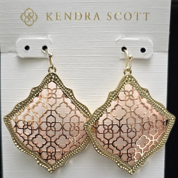 Kendra Scott Rose Gold Filigree Drop Earrings - Picture 1 of 3